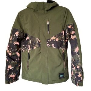 O’Neill Girls Olive Green/Coral Ski Jacket